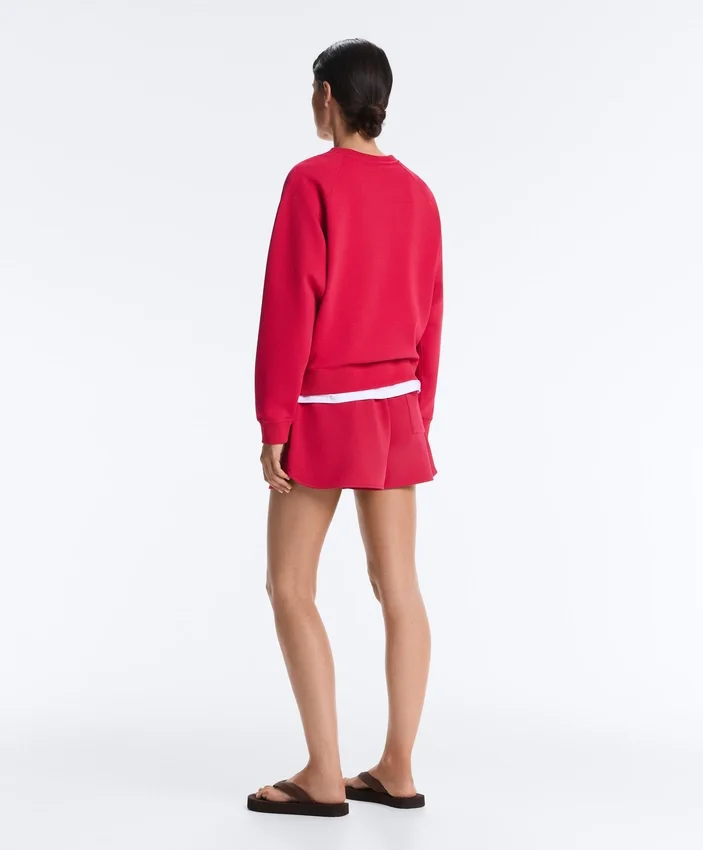 Round Neck Sweatshirt with Piqué Cotton Round Neck Sweatshirt with Piqué Cotton