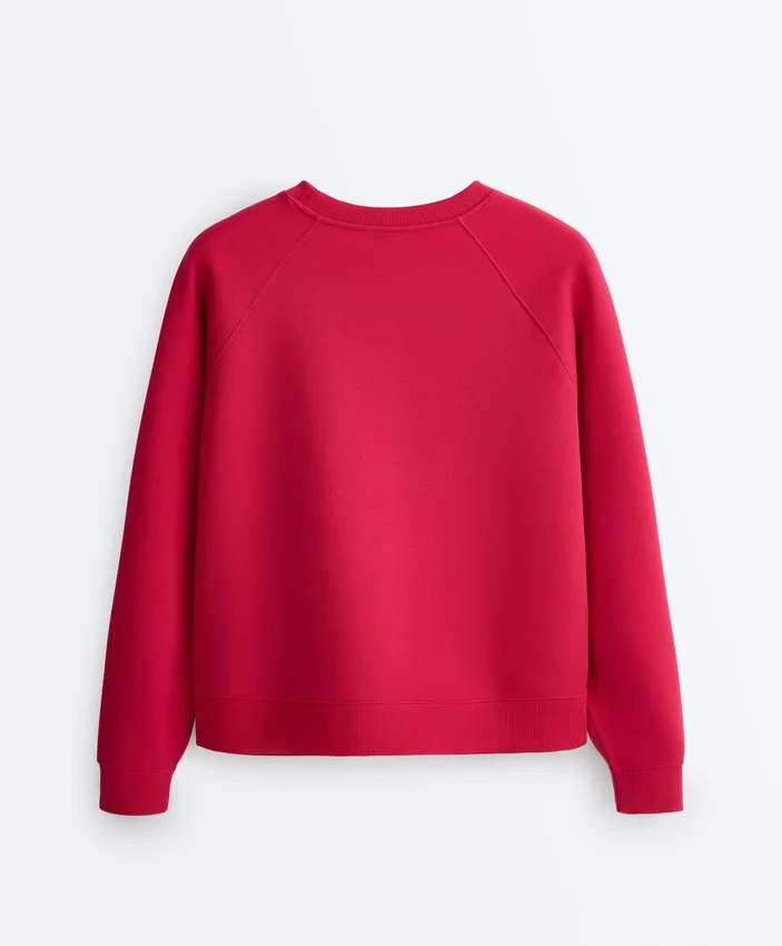 Round Neck Sweatshirt with Piqué Cotton Round Neck Sweatshirt with Piqué Cotton
