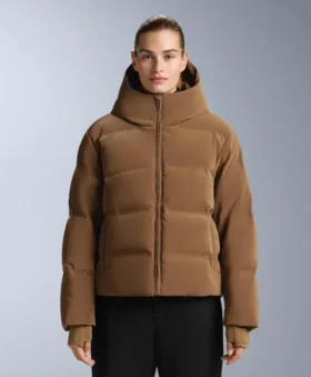Satin Padded Jacket 80% Down and 20% Feather Minardi Piume Ski Water-Resistant