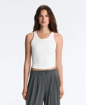 Seamless Sleeveless Smocked T-Shirt