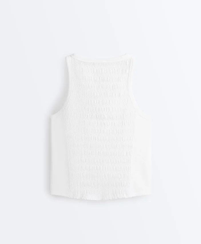 Seamless Sleeveless Smocked T-Shirt Seamless Sleeveless Smocked T-Shirt