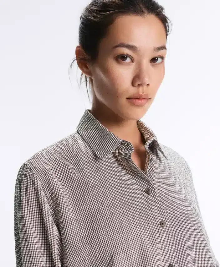 Short Gingham Lyocell Blend Shirt Short Gingham Lyocell Blend Shirt