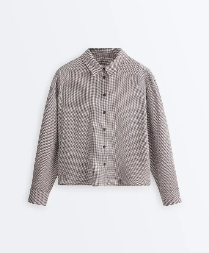 Short Gingham Lyocell Blend Shirt Short Gingham Lyocell Blend Shirt