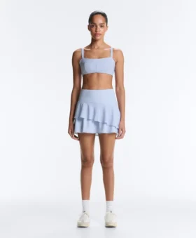 Short High Rise Skirt with Striped Ruffles Short High Rise Skirt with Striped Ruffles