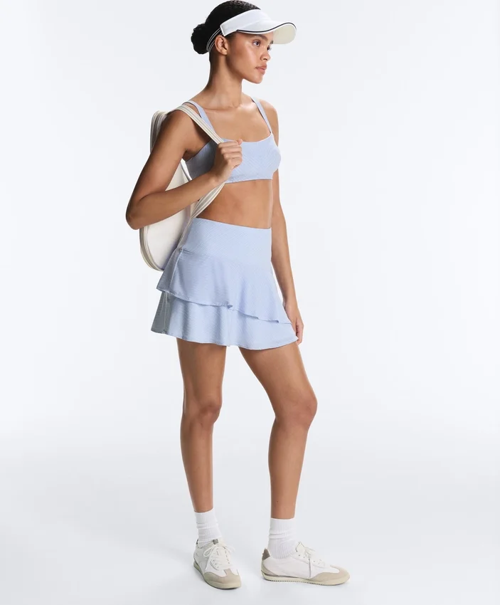 Short High Rise Skirt with Striped Ruffles Short High Rise Skirt with Striped Ruffles