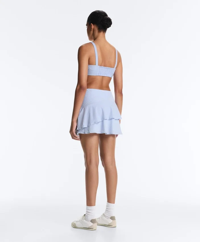 Short High Rise Skirt with Striped Ruffles Short High Rise Skirt with Striped Ruffles