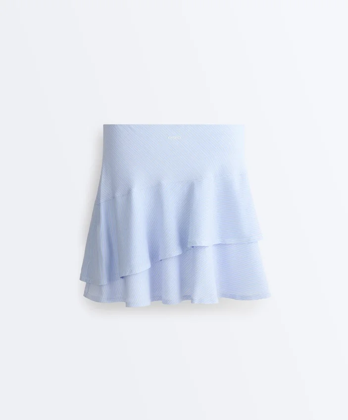 Short High Rise Skirt with Striped Ruffles Short High Rise Skirt with Striped Ruffles