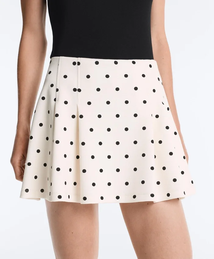 Short Piqué Skirt with Cotton Polka Dots Short Piqué Skirt with Cotton Polka Dots