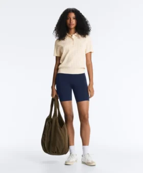 Short Sleeve Openwork Knit Polo Shirt