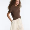 Short Sleeve Openwork Knit Polo Shirt