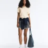 Short Sleeve Openwork Knit Polo Shirt