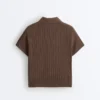 Short Sleeve Openwork Knit Polo Shirt