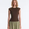 Short-Sleeved Rib Top with Cotton and Modal Short-Sleeved Rib Top with Cotton and Modal