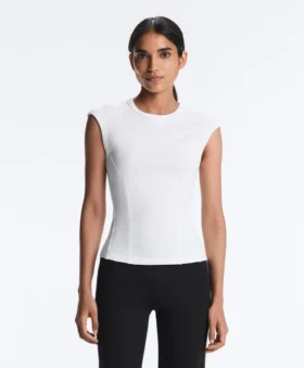 Short-Sleeved Rib Top with Cotton and Modal Short-Sleeved Rib Top with Cotton and Modal