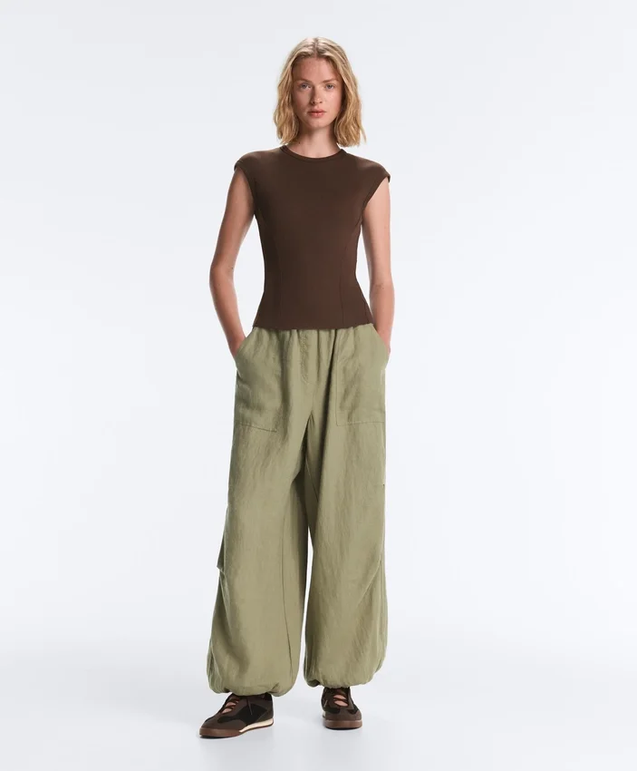 Short-Sleeved Rib Top with Cotton and Modal Short-Sleeved Rib Top with Cotton and Modal