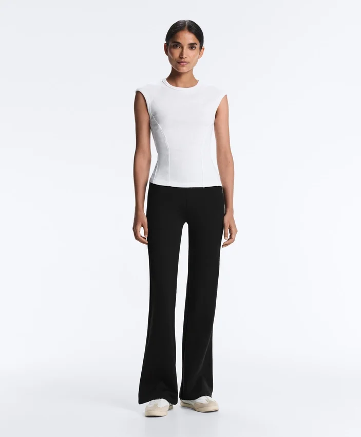 Short-Sleeved Rib Top with Cotton and Modal Short-Sleeved Rib Top with Cotton and Modal