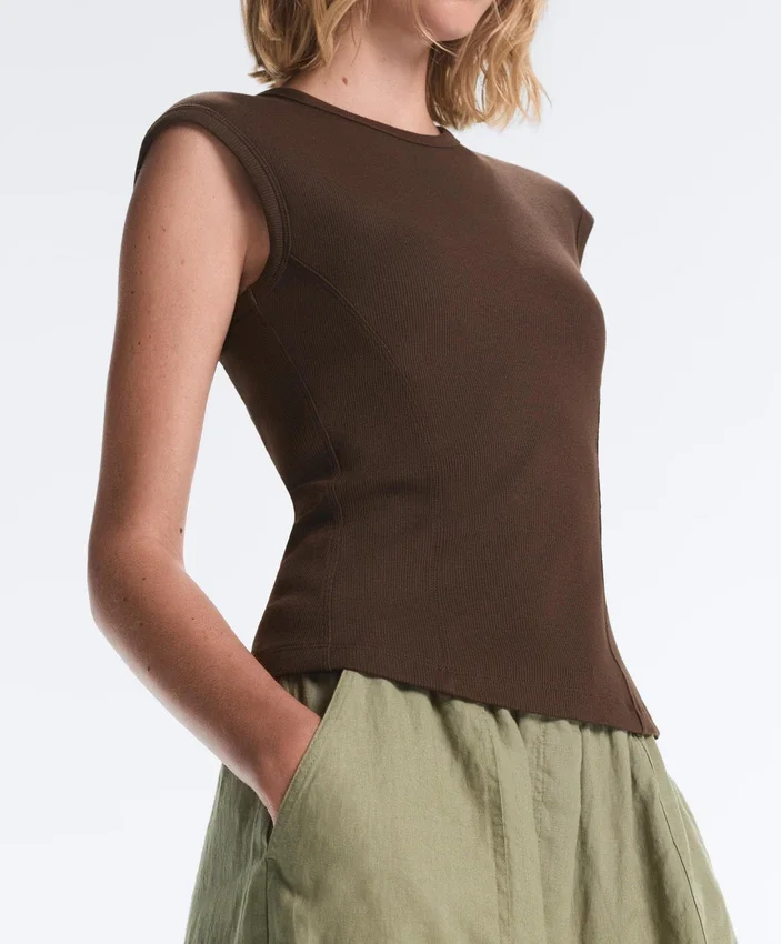 Short-Sleeved Rib Top with Cotton and Modal Short-Sleeved Rib Top with Cotton and Modal