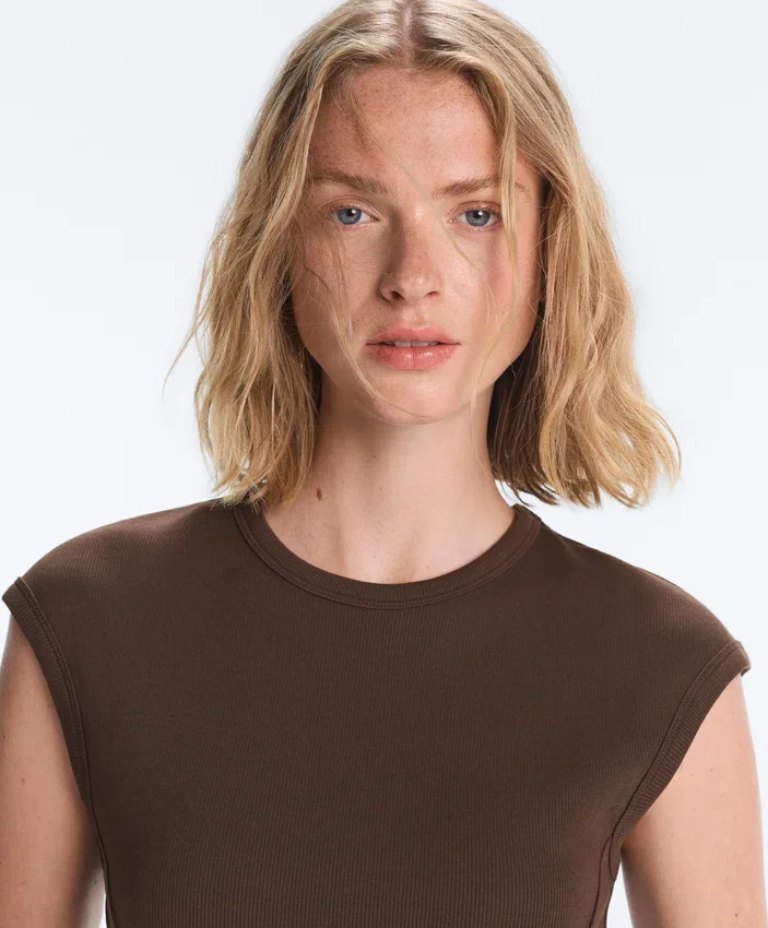 Short-Sleeved Rib Top with Cotton and Modal Short-Sleeved Rib Top with Cotton and Modal