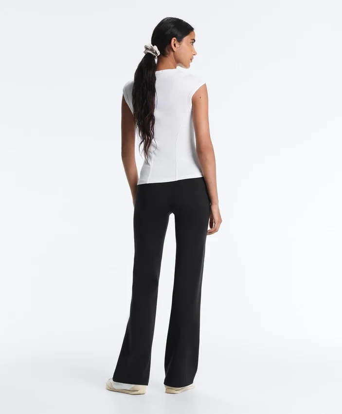 Short-Sleeved Rib Top with Cotton and Modal Short-Sleeved Rib Top with Cotton and Modal