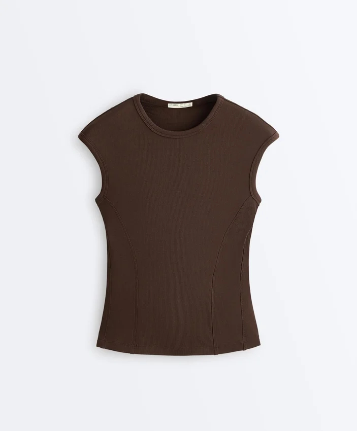 Short-Sleeved Rib Top with Cotton and Modal Short-Sleeved Rib Top with Cotton and Modal