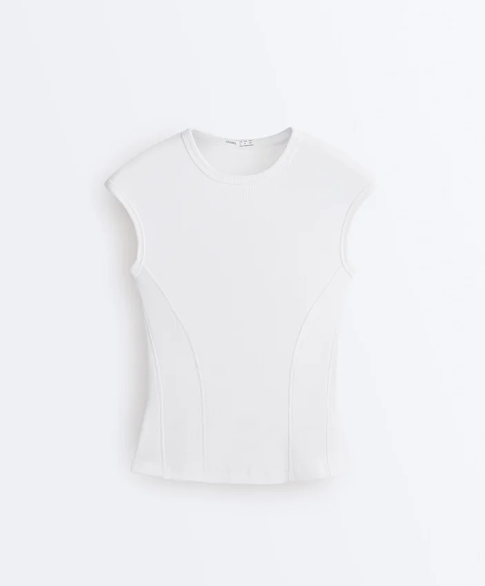 Short-Sleeved Rib Top with Cotton and Modal Short-Sleeved Rib Top with Cotton and Modal