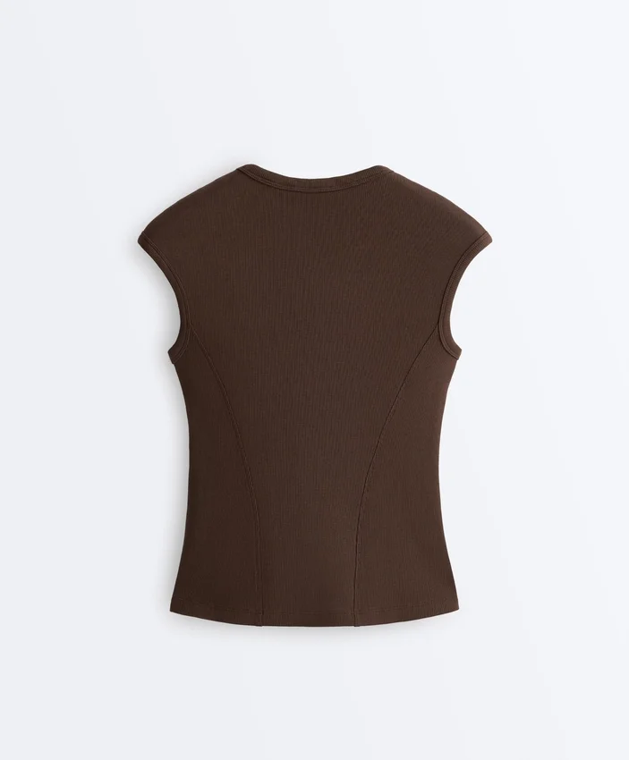 Short-Sleeved Rib Top with Cotton and Modal Short-Sleeved Rib Top with Cotton and Modal