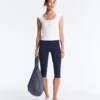Sleeveless Rib T-Shirt with Cotton and Modal Buttons Sleeveless Rib T-Shirt with Cotton and Modal Buttons