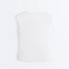 Sleeveless Rib T-Shirt with Cotton and Modal Buttons Sleeveless Rib T-Shirt with Cotton and Modal Buttons