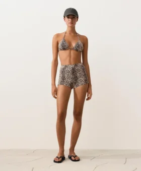 Snake Print High Rise Bikini Shorts
