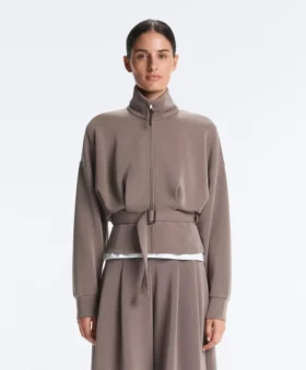 Soft-Touch Corset Belt Jacket with Modal