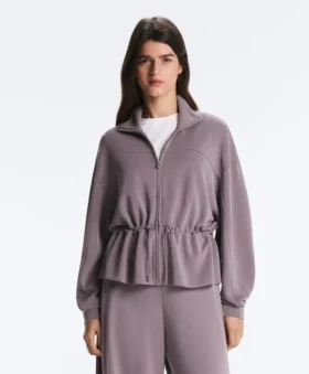 Soft-Touch Modal Jacket with Adjustable Waist and High Collar