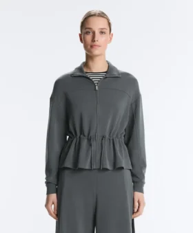 Soft-Touch Modal Jacket with Adjustable Waist and High Collar