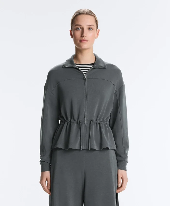 Soft-Touch Modal Jacket with Adjustable Waist and High Collar Soft-Touch Modal Jacket with Adjustable Waist and High Collar