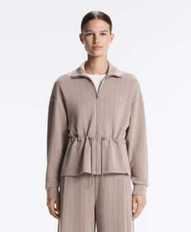 Soft-Touch Modal Jacket with Adjustable Waist and High Collar