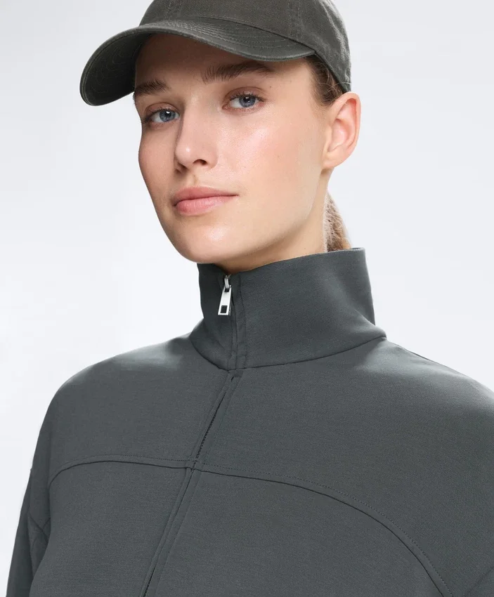 Soft-Touch Modal Jacket with Adjustable Waist and High Collar Soft-Touch Modal Jacket with Adjustable Waist and High Collar