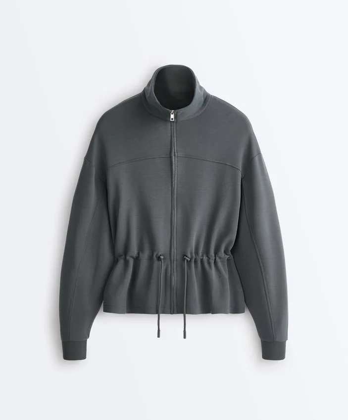 Soft-Touch Modal Jacket with Adjustable Waist and High Collar Soft-Touch Modal Jacket with Adjustable Waist and High Collar
