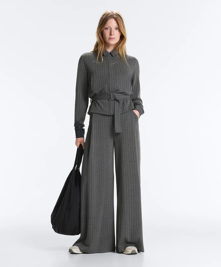 Soft-Touch Modal Pinstripe Wide-Leg Trousers Soft-Touch Modal Pinstripe Wide-Leg Trousers