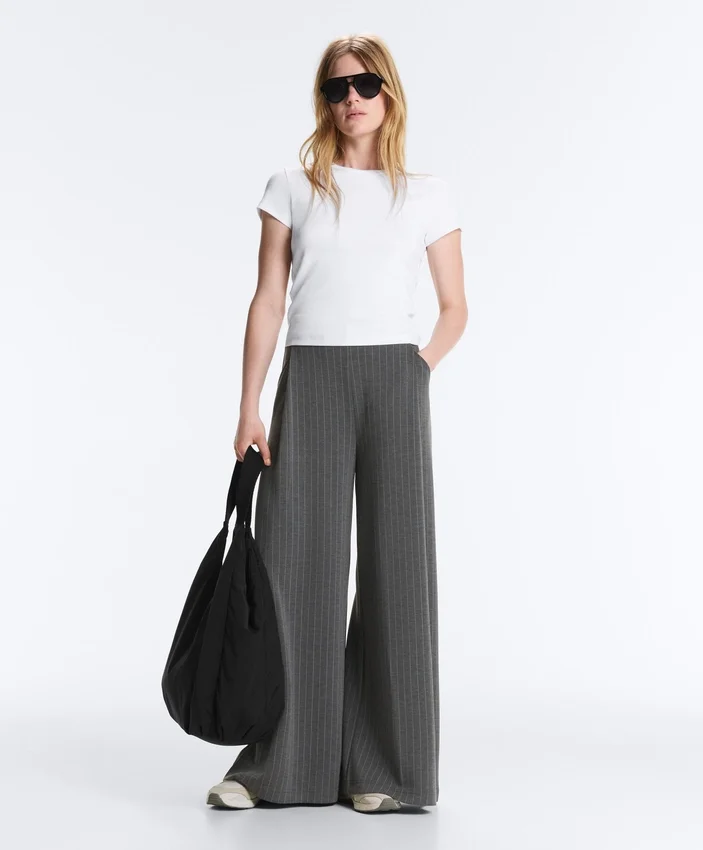 Soft-Touch Modal Pinstripe Wide-Leg Trousers Soft-Touch Modal Pinstripe Wide-Leg Trousers