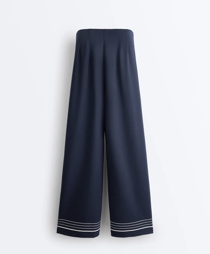 Soft-Touch Modal Trousers with Sailor Stripe Detail Soft-Touch Modal Trousers with Sailor Stripe Detail
