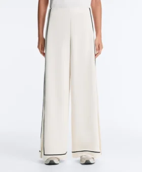 Soft-Touch Modal Wide-Leg Trousers with Contrast Piping