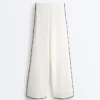 Soft-Touch Modal Wide-Leg Trousers with Contrast Piping Soft-Touch Modal Wide-Leg Trousers with Contrast Piping