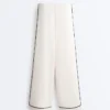 Soft-Touch Modal Wide-Leg Trousers with Contrast Piping Soft-Touch Modal Wide-Leg Trousers with Contrast Piping