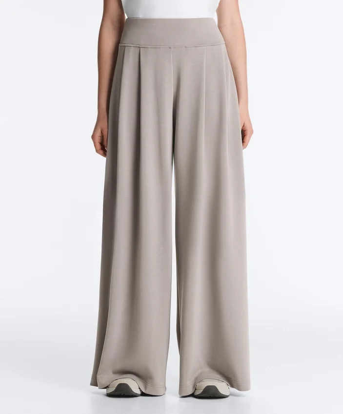 Soft-Touch Modal Wide-Leg Trousers with Corset Detail Soft-Touch Modal Wide-Leg Trousers with Corset Detail