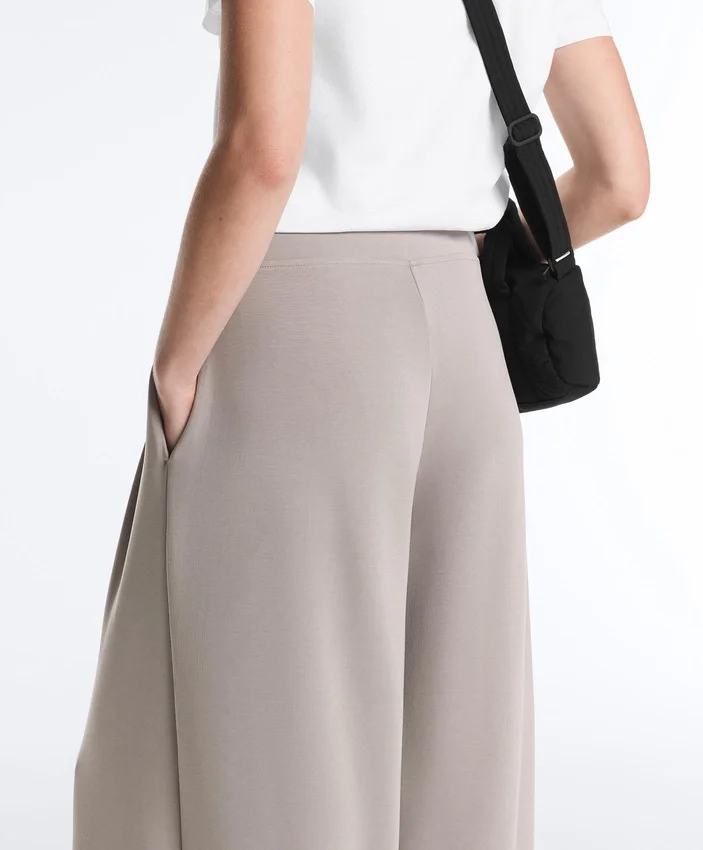 Soft-Touch Modal Wide-Leg Trousers with Corset Detail Soft-Touch Modal Wide-Leg Trousers with Corset Detail