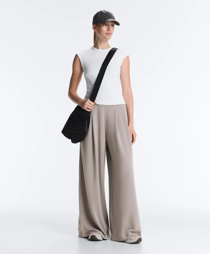 Soft-Touch Modal Wide-Leg Trousers with Corset Detail Soft-Touch Modal Wide-Leg Trousers with Corset Detail