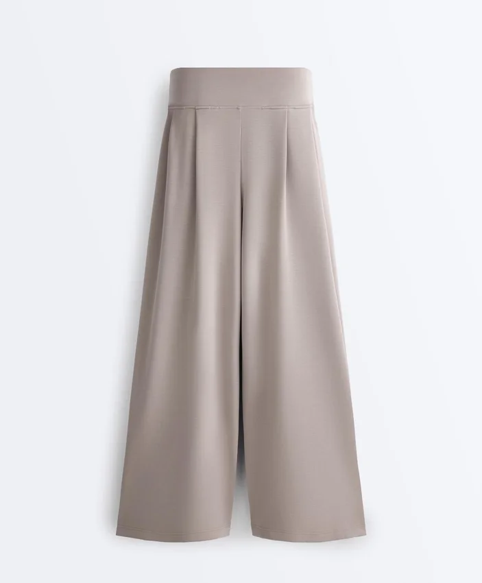 Soft-Touch Modal Wide-Leg Trousers with Corset Detail Soft-Touch Modal Wide-Leg Trousers with Corset Detail