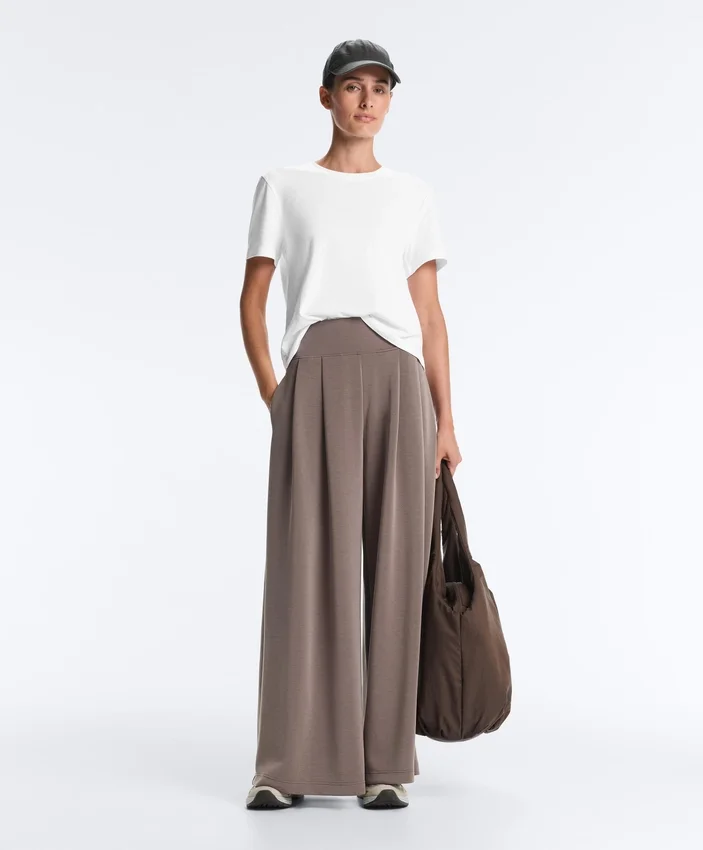 Soft-Touch Modal Wide-Leg Trousers with Corset Waist Soft-Touch Modal Wide-Leg Trousers with Corset Waist