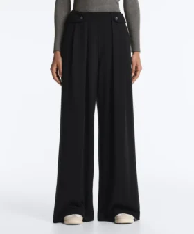 Soft-Touch Modal Wide-Leg Trousers with Pleat Waist Detail