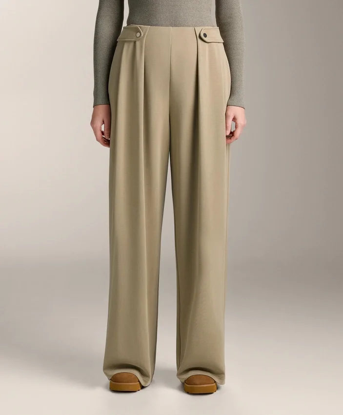 Soft-Touch Modal Wide-Leg Trousers with Pleat Waist Detail Soft-Touch Modal Wide-Leg Trousers with Pleat Waist Detail