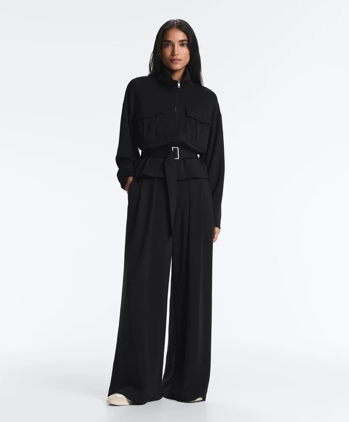 Soft-Touch Modal Wide-Leg Trousers with Pleat Waist Detail Soft-Touch Modal Wide-Leg Trousers with Pleat Waist Detail